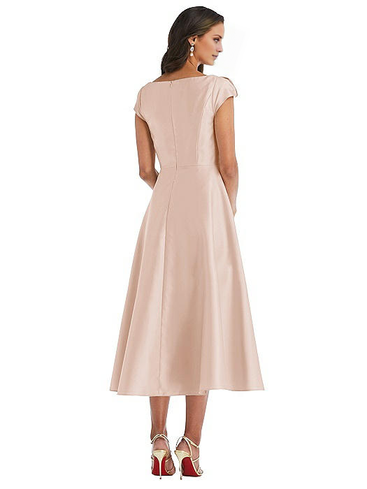 Jimiss square neckline short sleeved minimalist mid length Prom dress